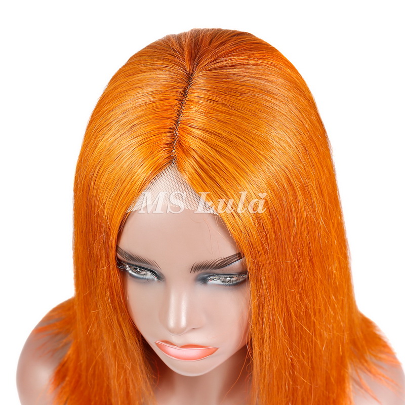 Orange Ginger Color Straight T Part BOB Lace Wig - 图片 6